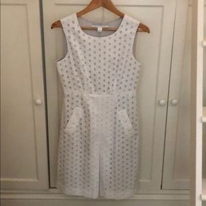DVF Classic White eyelet summer dress with pockets